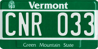 VT license plate CNR033