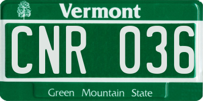 VT license plate CNR036