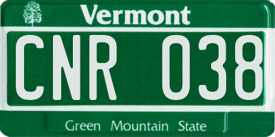 VT license plate CNR038