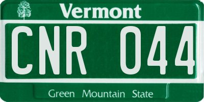 VT license plate CNR044