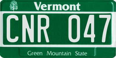 VT license plate CNR047