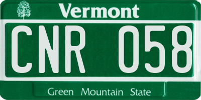 VT license plate CNR058
