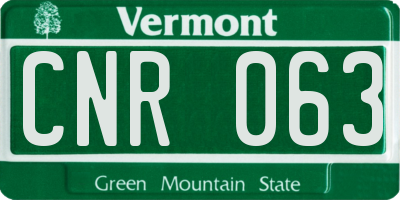 VT license plate CNR063