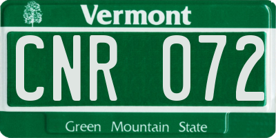 VT license plate CNR072