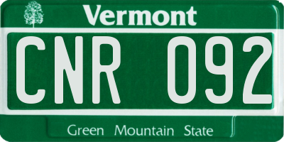 VT license plate CNR092