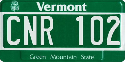 VT license plate CNR102