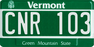 VT license plate CNR103