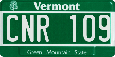 VT license plate CNR109