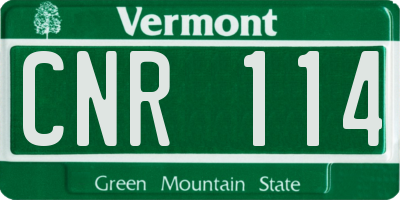 VT license plate CNR114