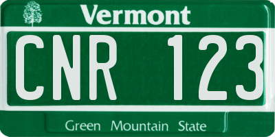 VT license plate CNR123