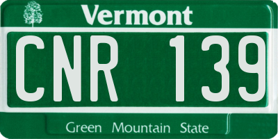 VT license plate CNR139