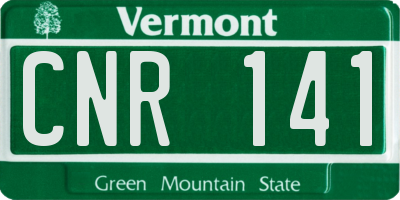 VT license plate CNR141