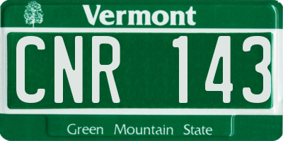 VT license plate CNR143