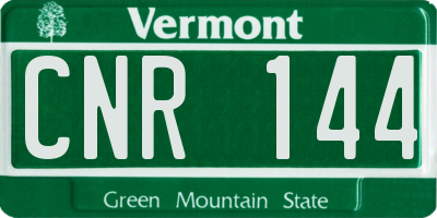 VT license plate CNR144
