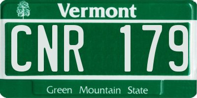 VT license plate CNR179