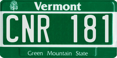 VT license plate CNR181