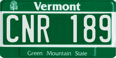 VT license plate CNR189