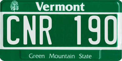 VT license plate CNR190
