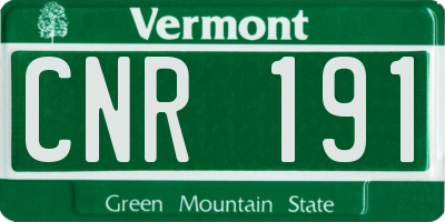 VT license plate CNR191
