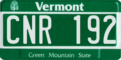VT license plate CNR192