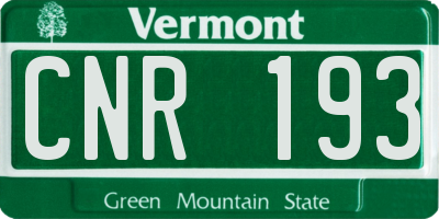 VT license plate CNR193