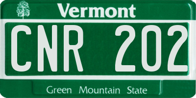 VT license plate CNR202