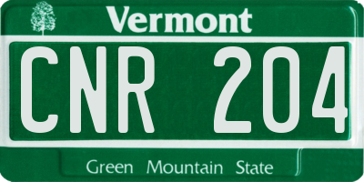 VT license plate CNR204