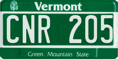 VT license plate CNR205