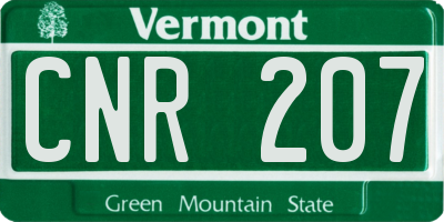 VT license plate CNR207