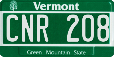 VT license plate CNR208
