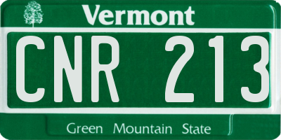 VT license plate CNR213