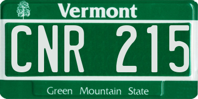 VT license plate CNR215