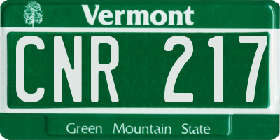 VT license plate CNR217