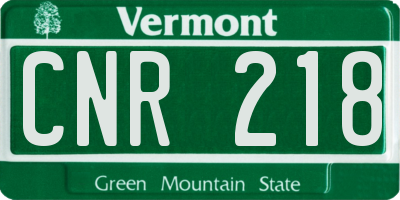 VT license plate CNR218