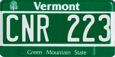 VT license plate CNR223