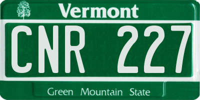 VT license plate CNR227