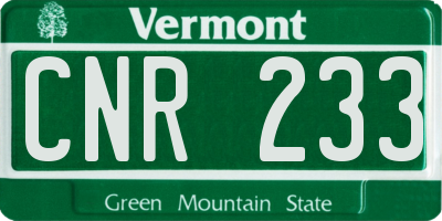 VT license plate CNR233