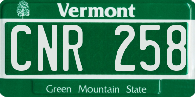 VT license plate CNR258