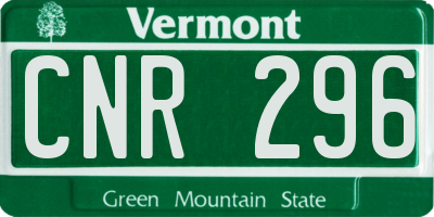 VT license plate CNR296