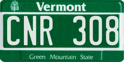 VT license plate CNR308