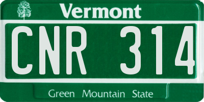 VT license plate CNR314