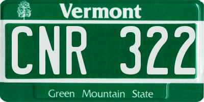 VT license plate CNR322