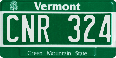 VT license plate CNR324