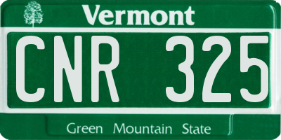 VT license plate CNR325