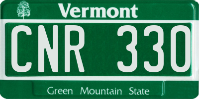 VT license plate CNR330