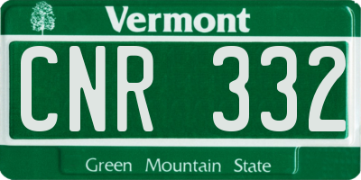 VT license plate CNR332