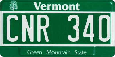 VT license plate CNR340