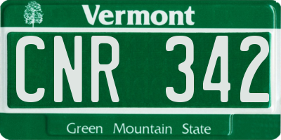 VT license plate CNR342