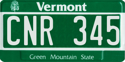 VT license plate CNR345