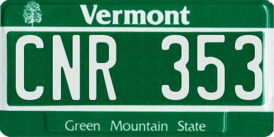 VT license plate CNR353